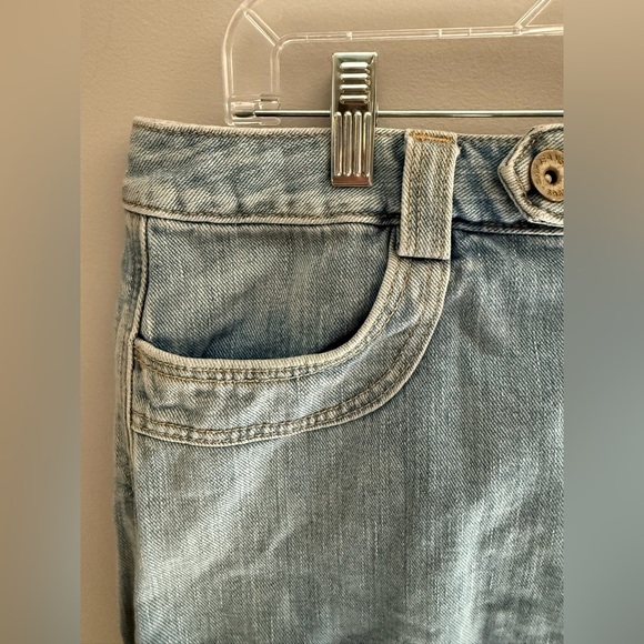 Gap Denim Mini Skirt Light Blue Wash Heart Pockets Button Front Y2K A Line - Picture 3 of 7